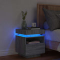 Nachttisch mit LED-Leuchten Grau Sonoma 40x39x48,5 cm
