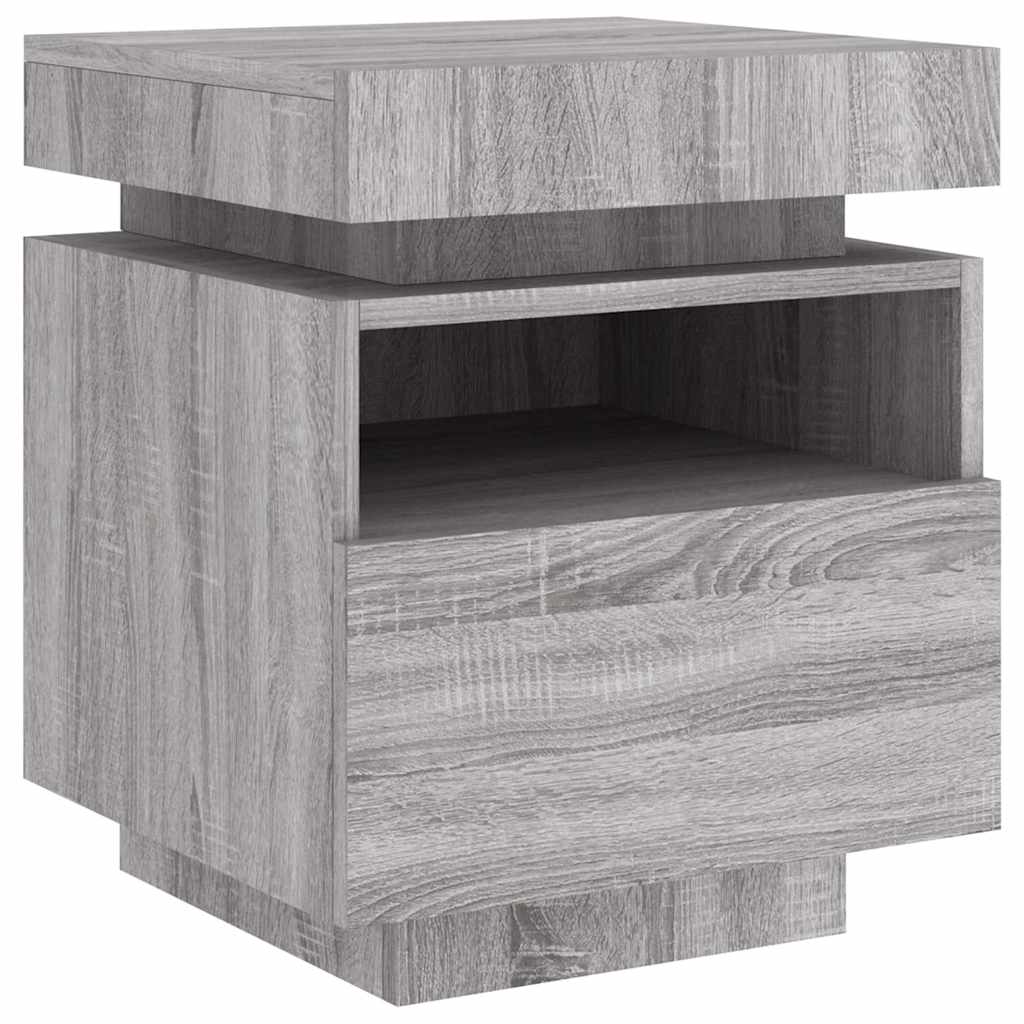 Nachttische mit LED-Leuchten 2 Stk. Grau Sonoma 40x39x48,5 cm