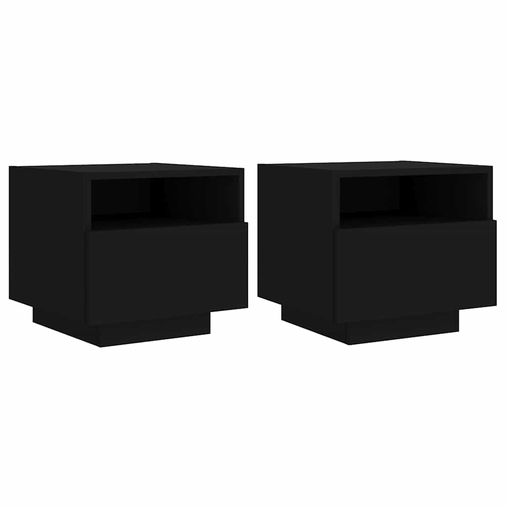 Nachttische mit LED-Leuchten 2 Stk. Schwarz 40x39x37 cm