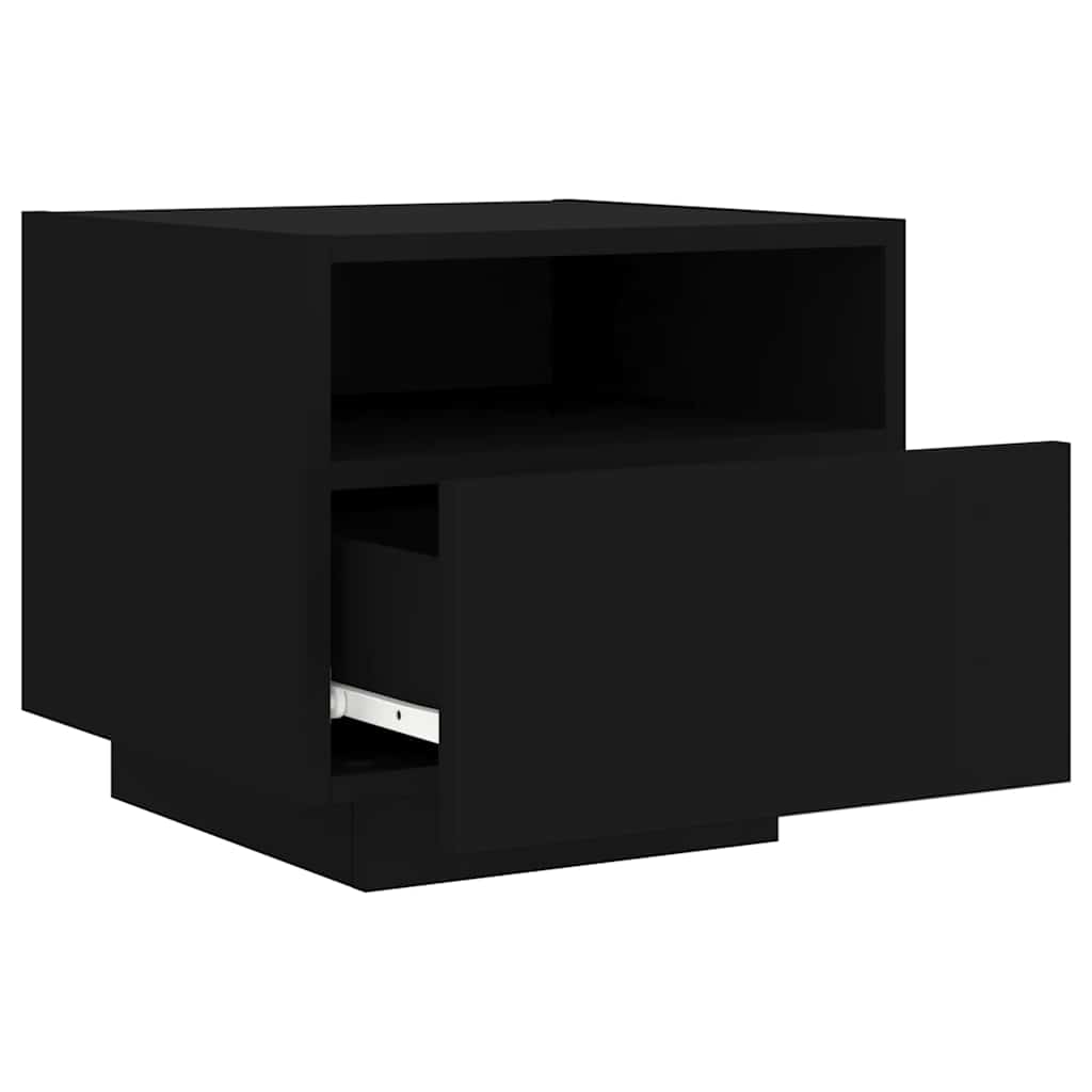 Nachttische mit LED-Leuchten 2 Stk. Schwarz 40x39x37 cm
