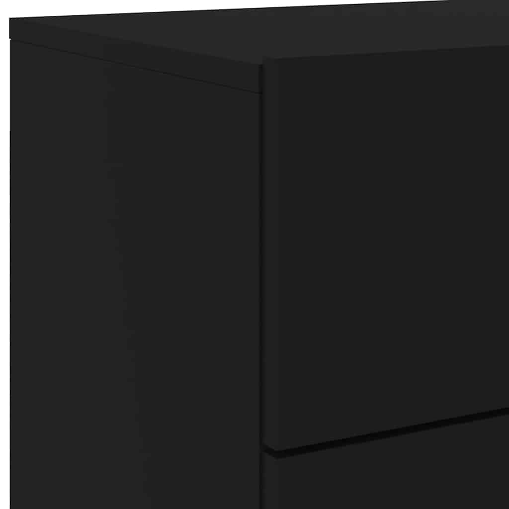 Wand-Nachttische mit LED-Leuchten 2 Stk. Schwarz