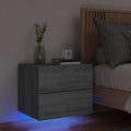 Wand-Nachttisch mit LED-Leuchten Grau Sonoma