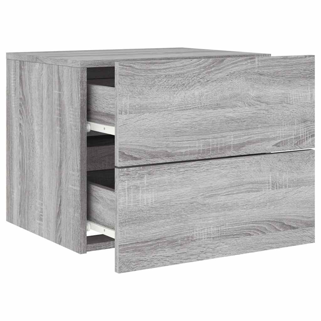 Wand-Nachttische mit LED-Leuchten 2 Stk. Grau Sonoma
