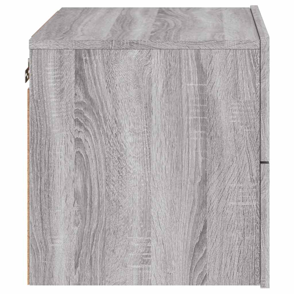 Wand-Nachttische mit LED-Leuchten 2 Stk. Grau Sonoma