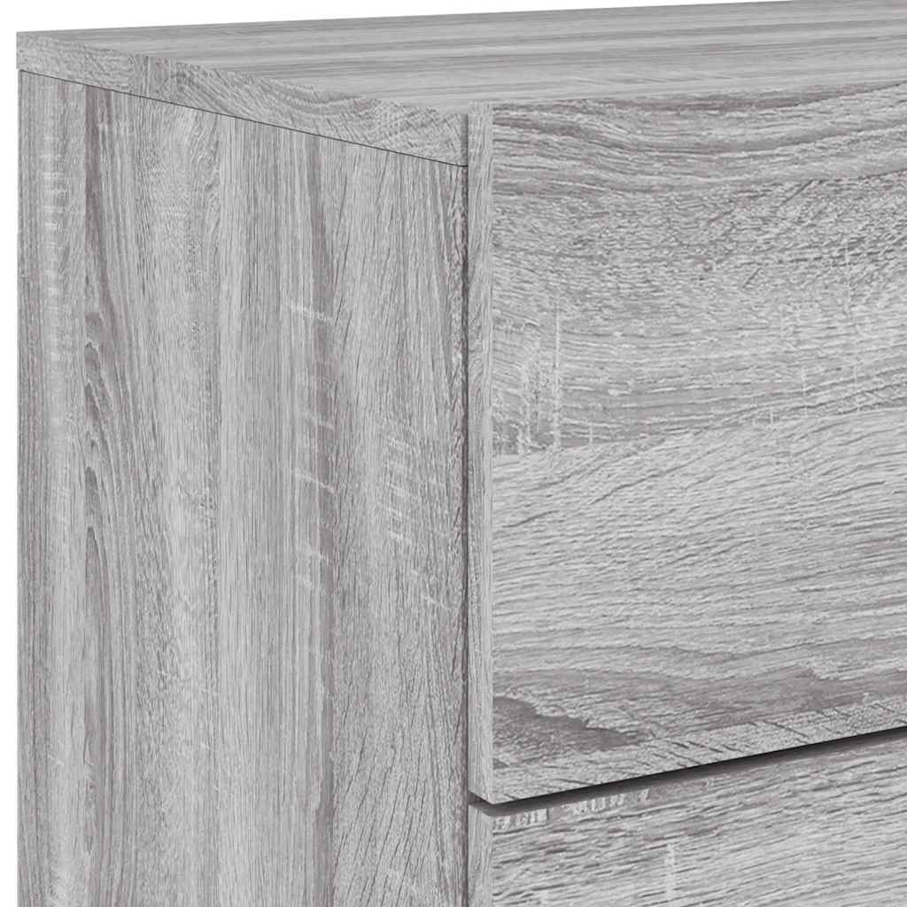 Wand-Nachttische mit LED-Leuchten 2 Stk. Grau Sonoma