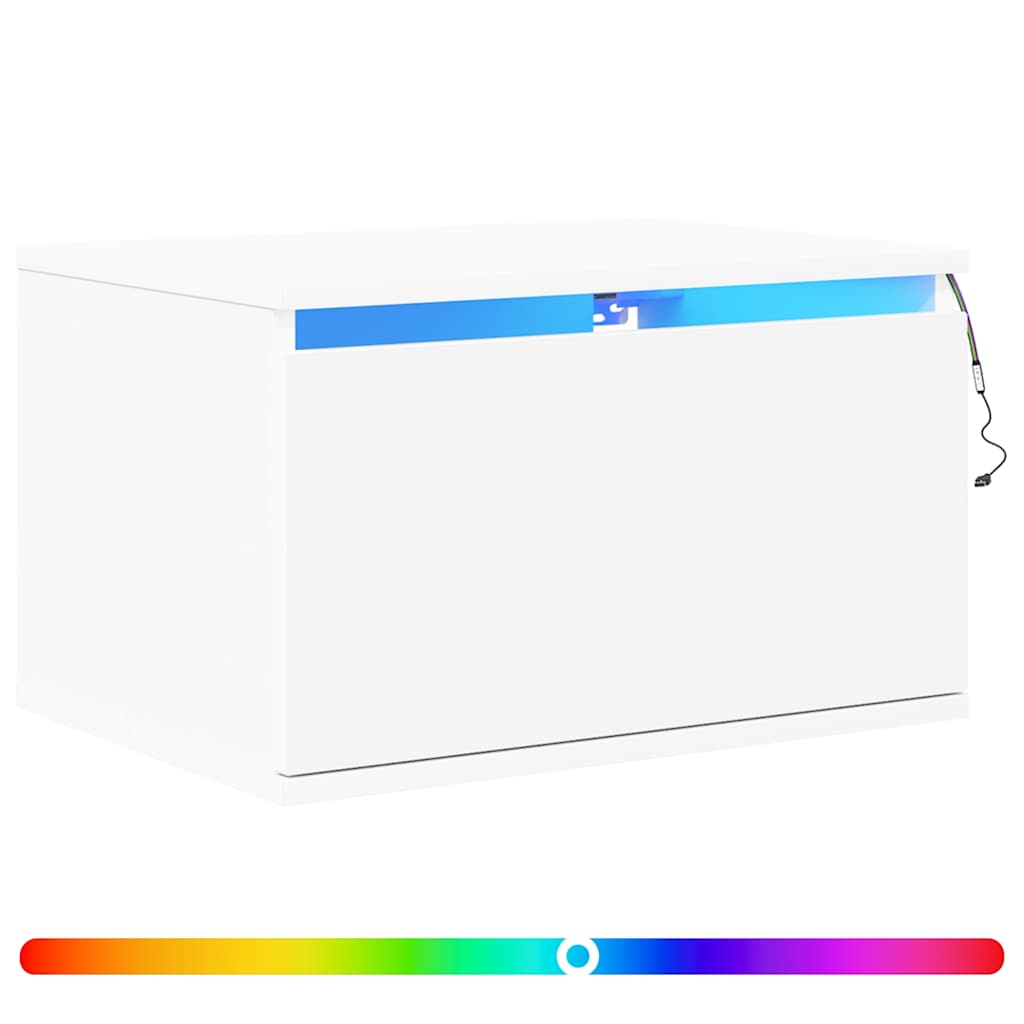 Wand-Nachttische mit LED-Leuchten 2 Stk. Weiß