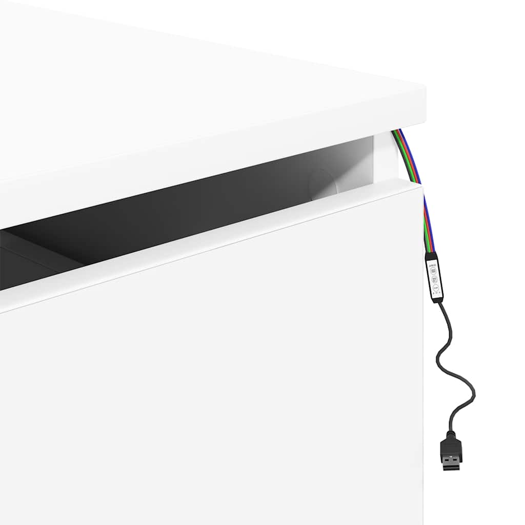 Wand-Nachttische mit LED-Leuchten 2 Stk. Weiß