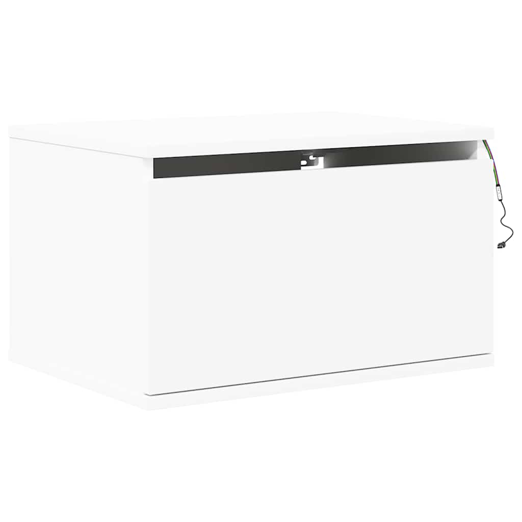 Wand-Nachttische mit LED-Leuchten 2 Stk. Weiß