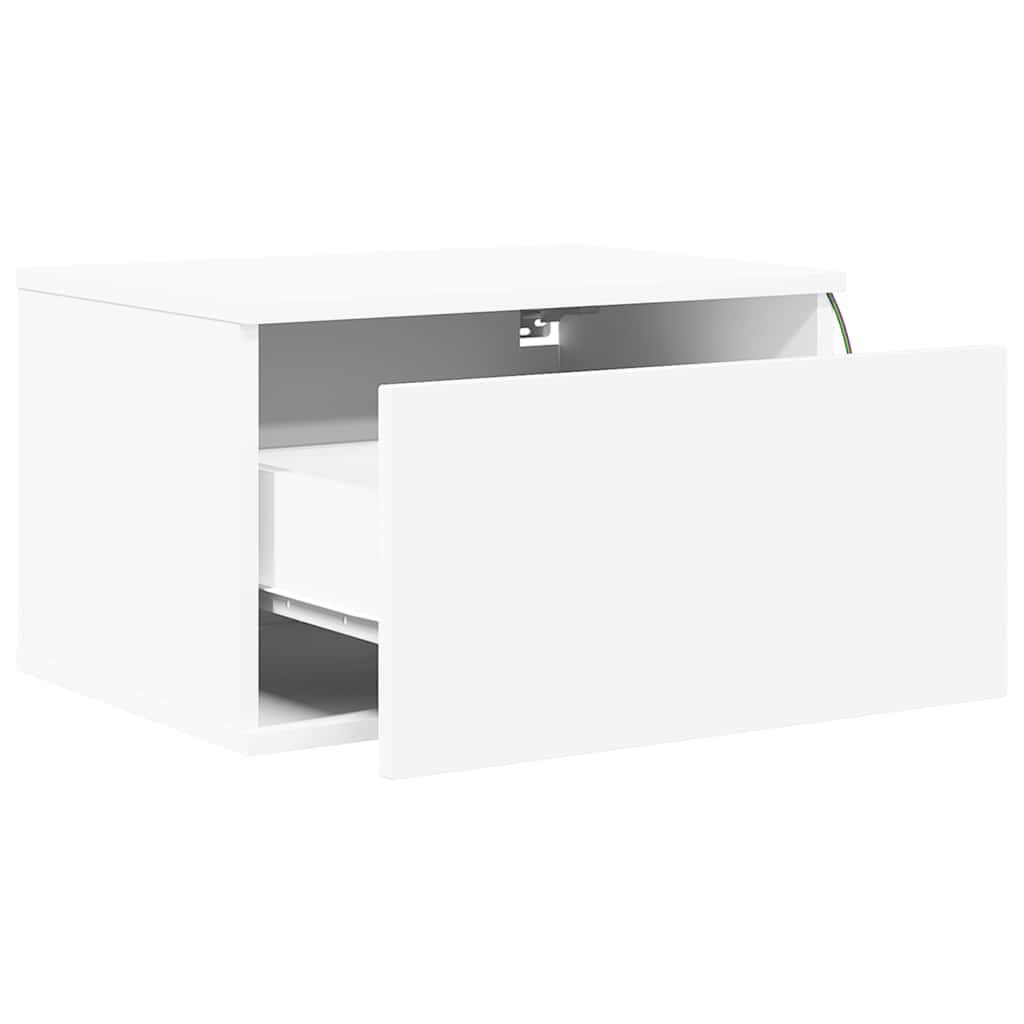 Wand-Nachttische mit LED-Leuchten 2 Stk. Weiß