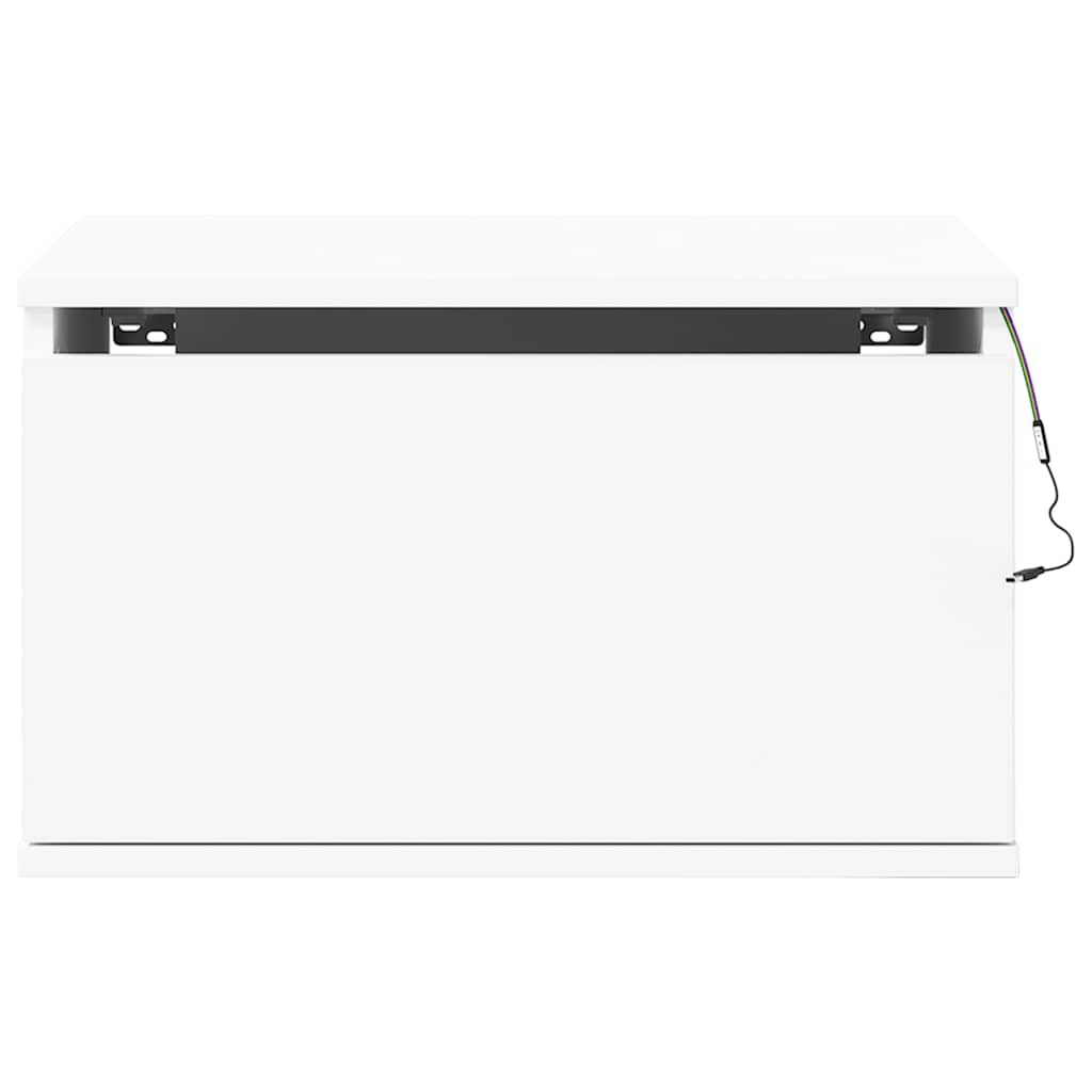 Wand-Nachttische mit LED-Leuchten 2 Stk. Weiß
