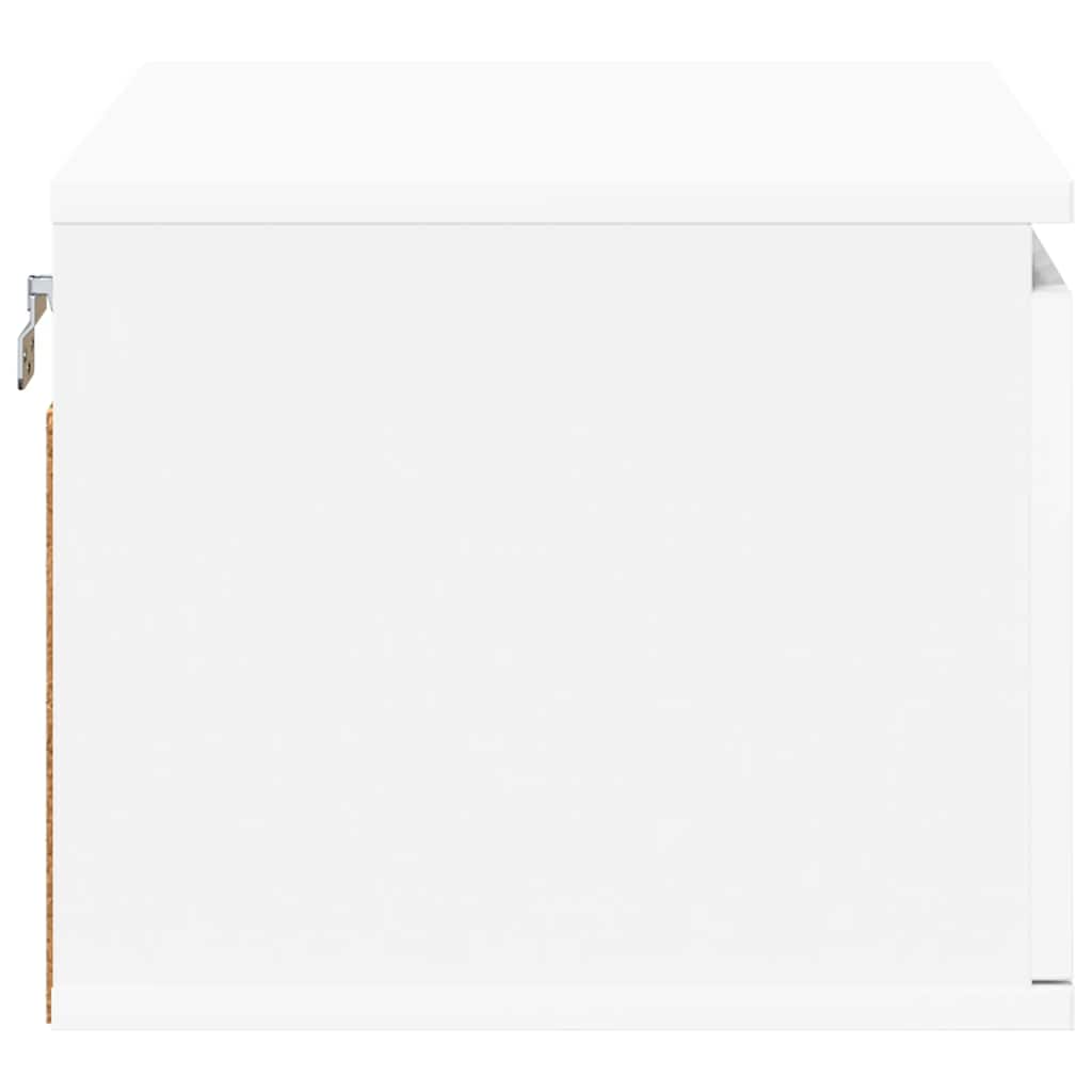 Wand-Nachttische mit LED-Leuchten 2 Stk. Weiß