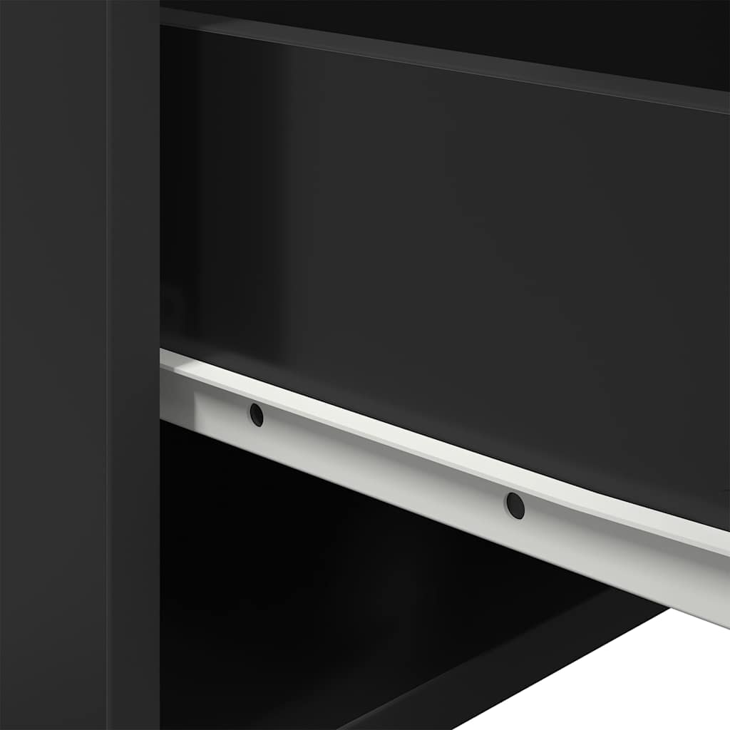 Wand-Nachttisch mit LED-Leuchten Schwarz