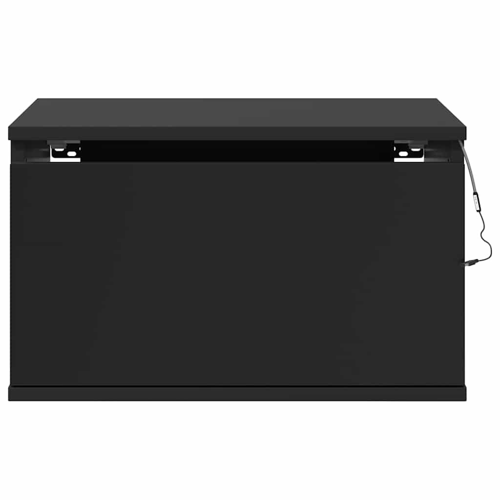 Wand-Nachttisch mit LED-Leuchten Schwarz
