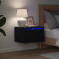 Wand-Nachttisch mit LED-Leuchten Schwarz