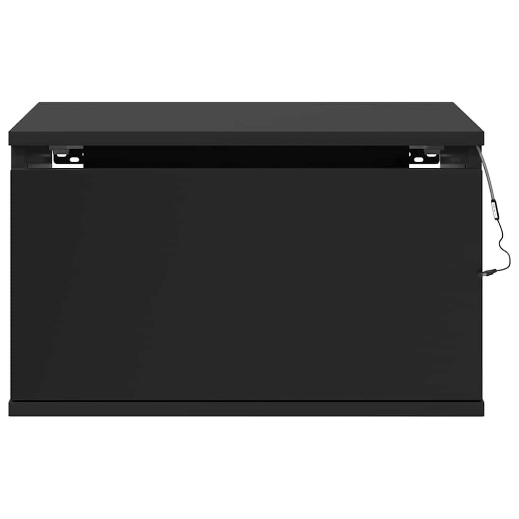Wand-Nachttische mit LED-Leuchten 2 Stk. Schwarz