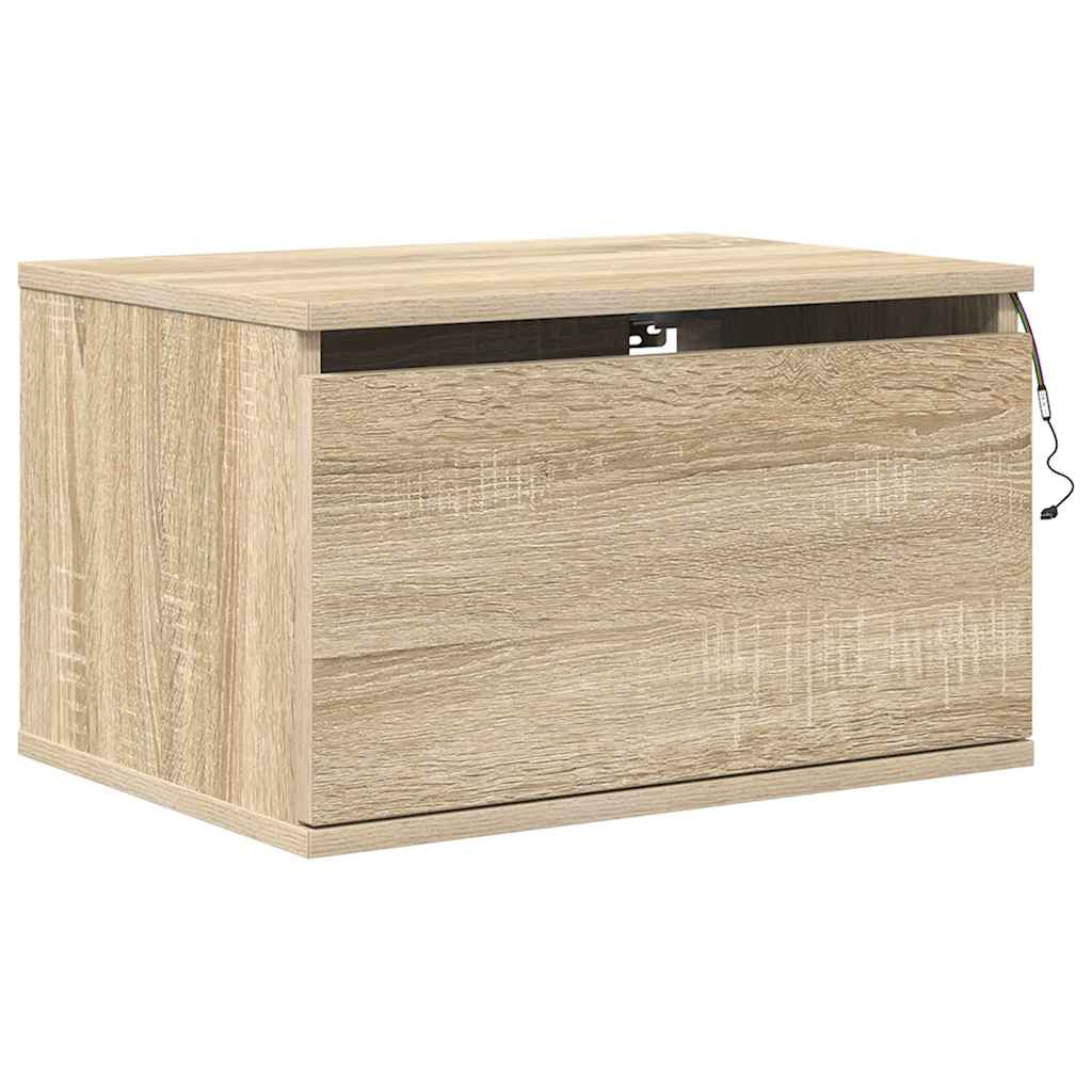 Wand-Nachttische mit LED-Leuchten 2 Stk. Sonoma-Eiche