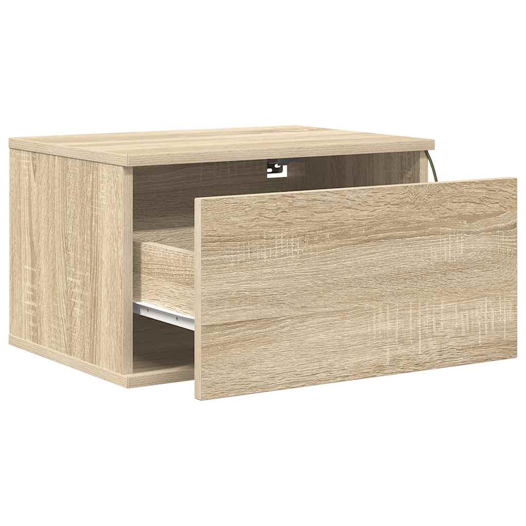 Wand-Nachttische mit LED-Leuchten 2 Stk. Sonoma-Eiche