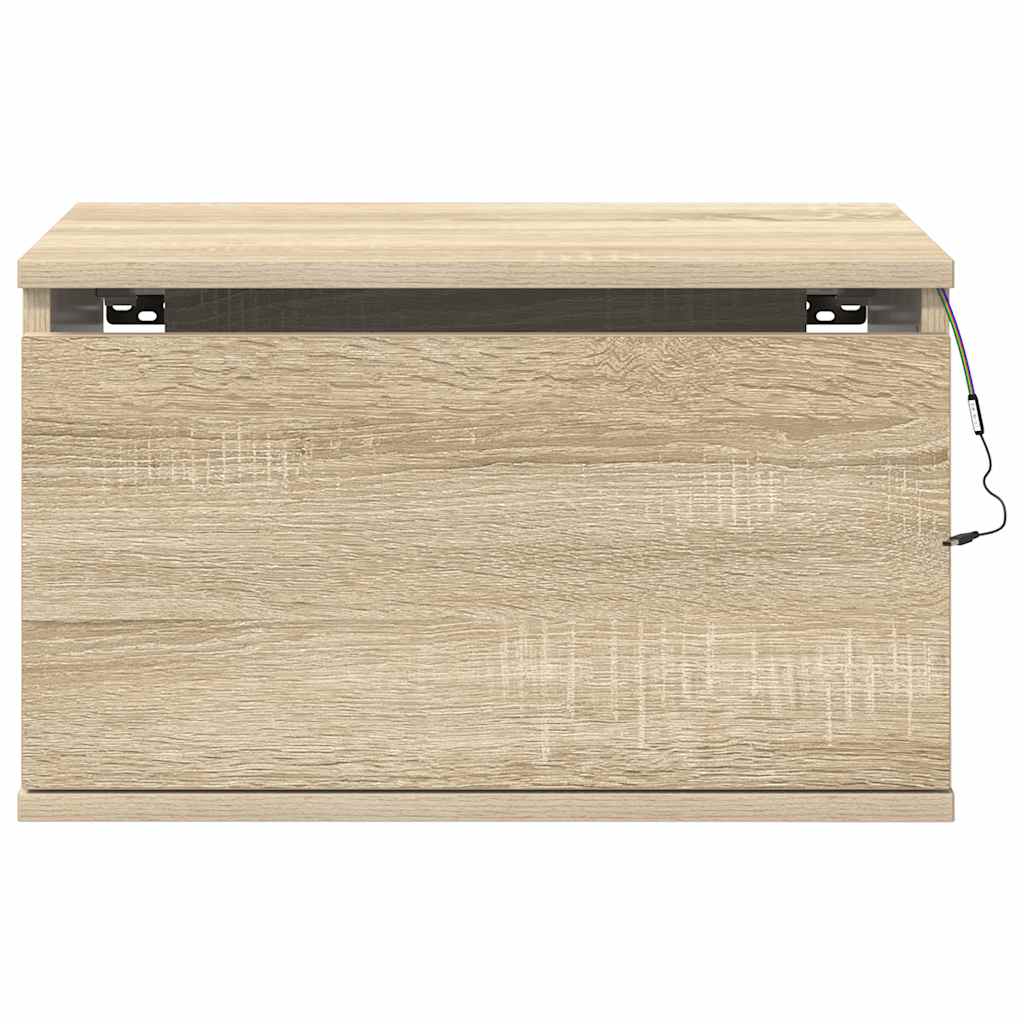 Wand-Nachttische mit LED-Leuchten 2 Stk. Sonoma-Eiche