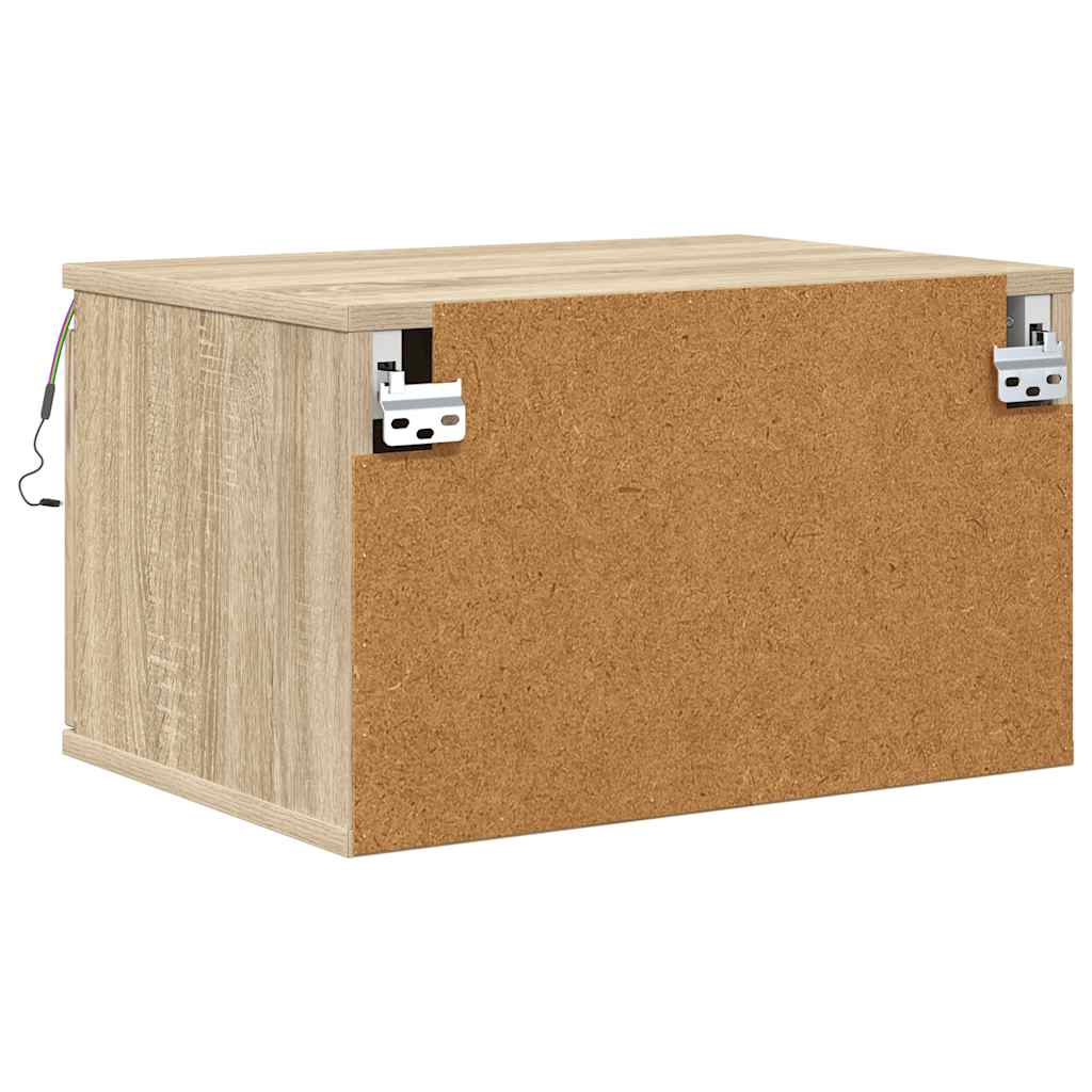 Wand-Nachttische mit LED-Leuchten 2 Stk. Sonoma-Eiche