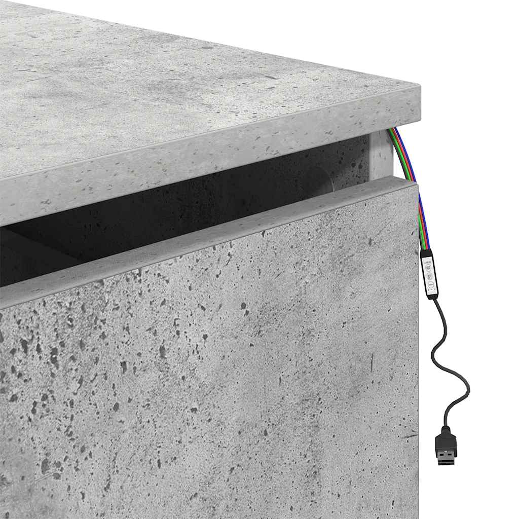Wand-Nachttisch mit LED-Leuchten Betongrau
