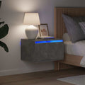 Wand-Nachttisch mit LED-Leuchten Betongrau