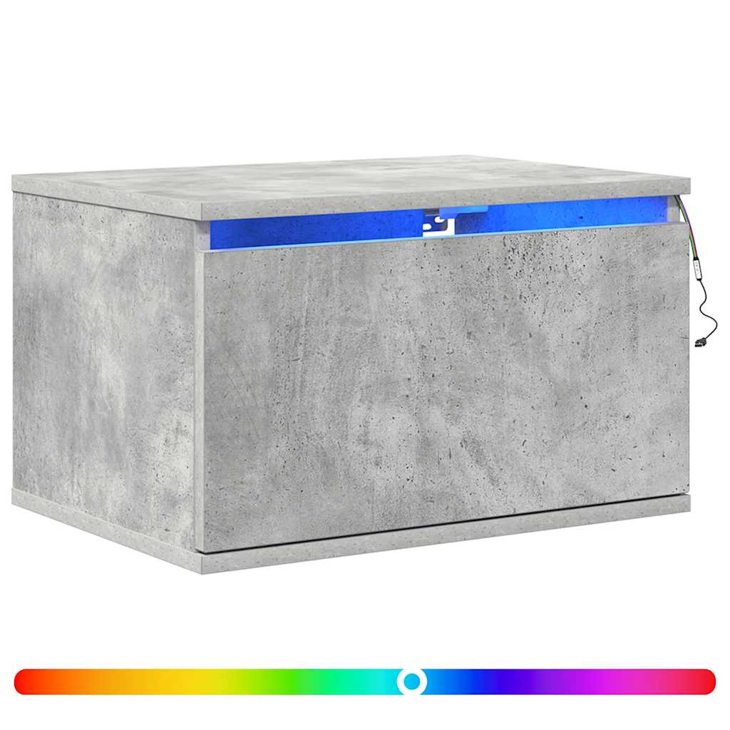 Wand-Nachttische mit LED-Leuchten 2 Stk. Betongrau