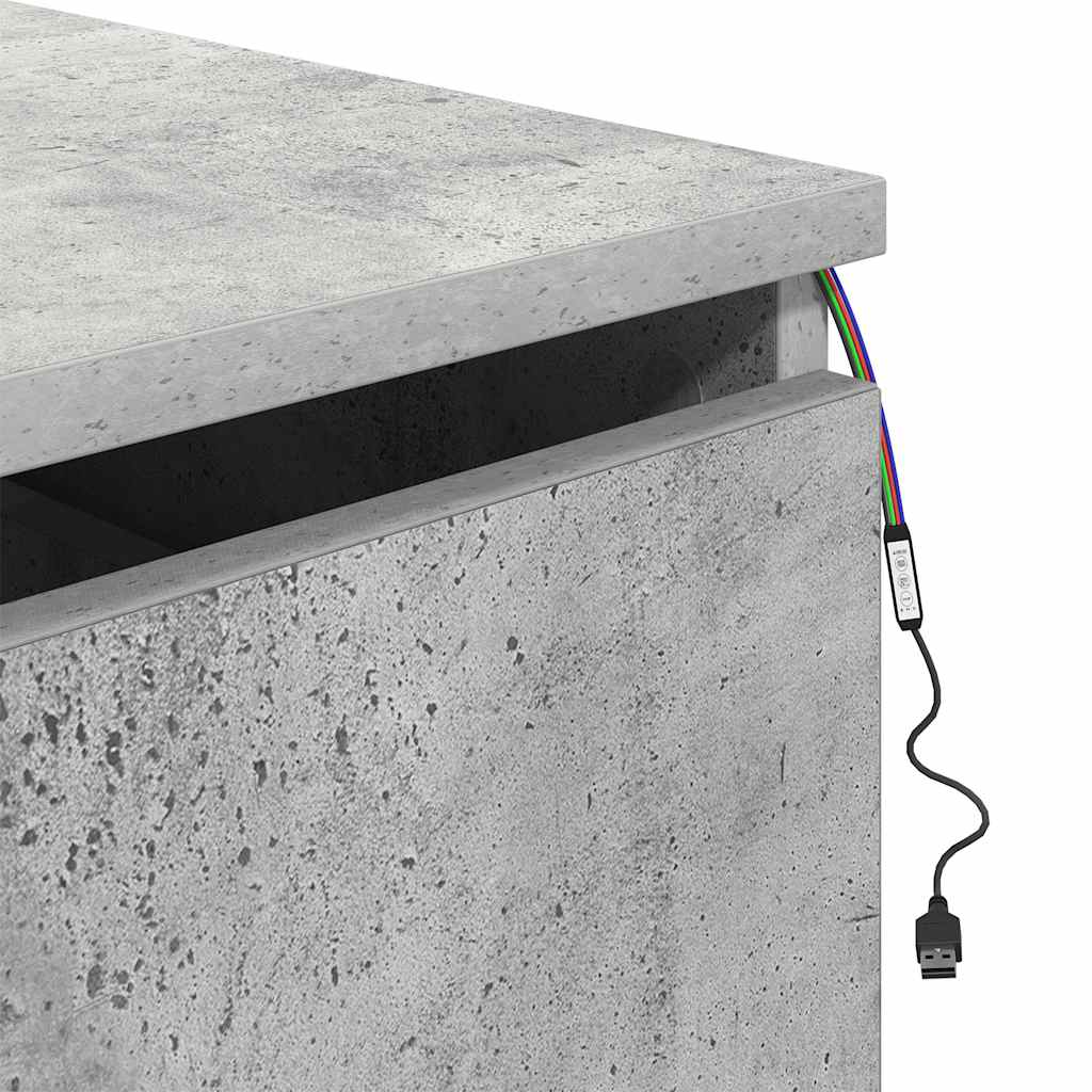 Wand-Nachttische mit LED-Leuchten 2 Stk. Betongrau