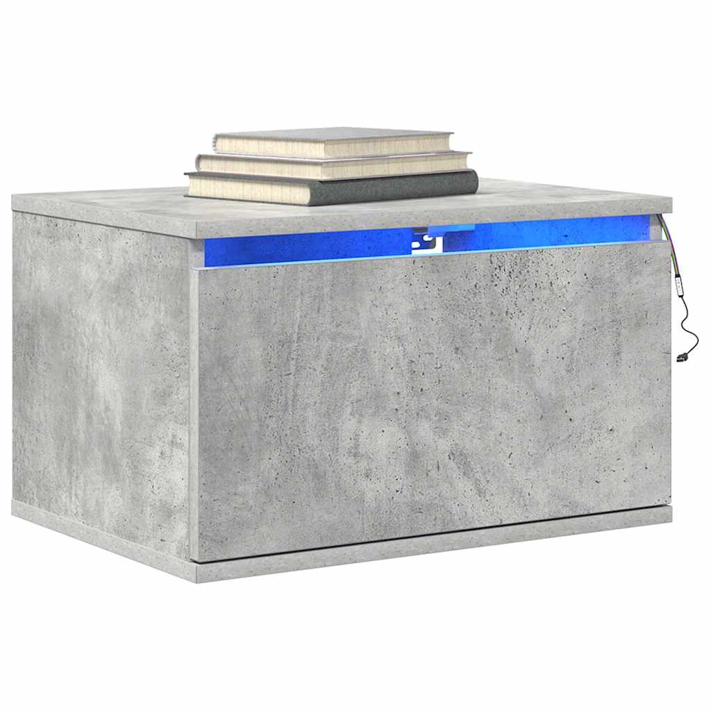 Wand-Nachttische mit LED-Leuchten 2 Stk. Betongrau
