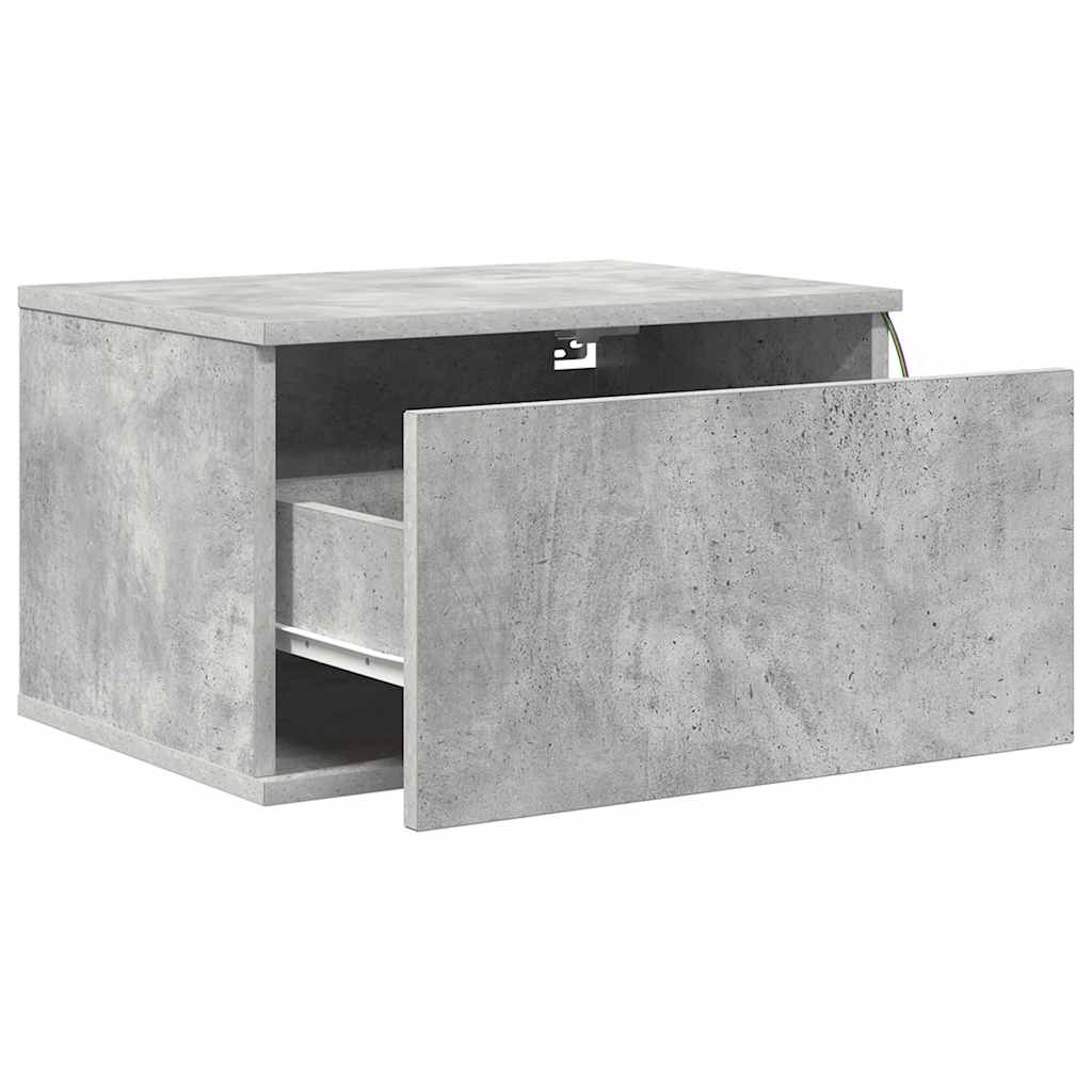 Wand-Nachttische mit LED-Leuchten 2 Stk. Betongrau