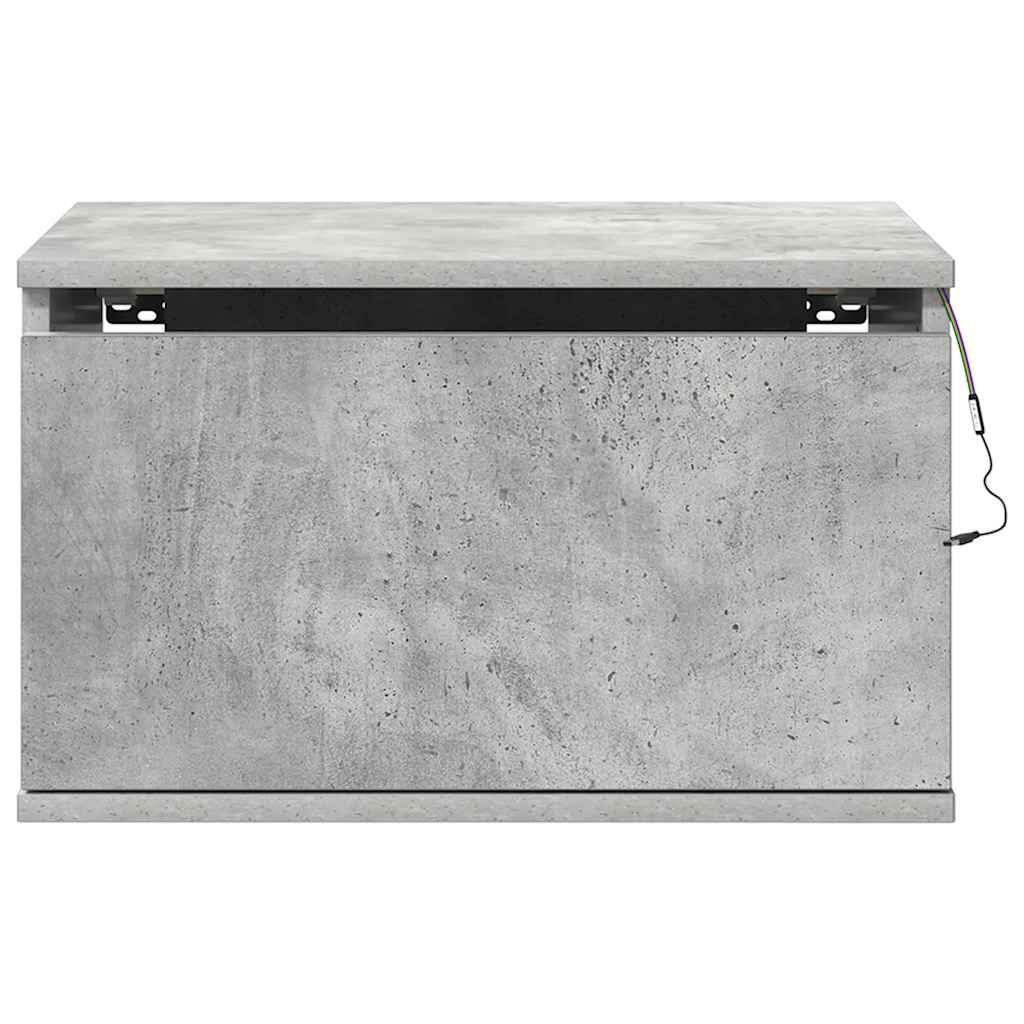 Wand-Nachttische mit LED-Leuchten 2 Stk. Betongrau
