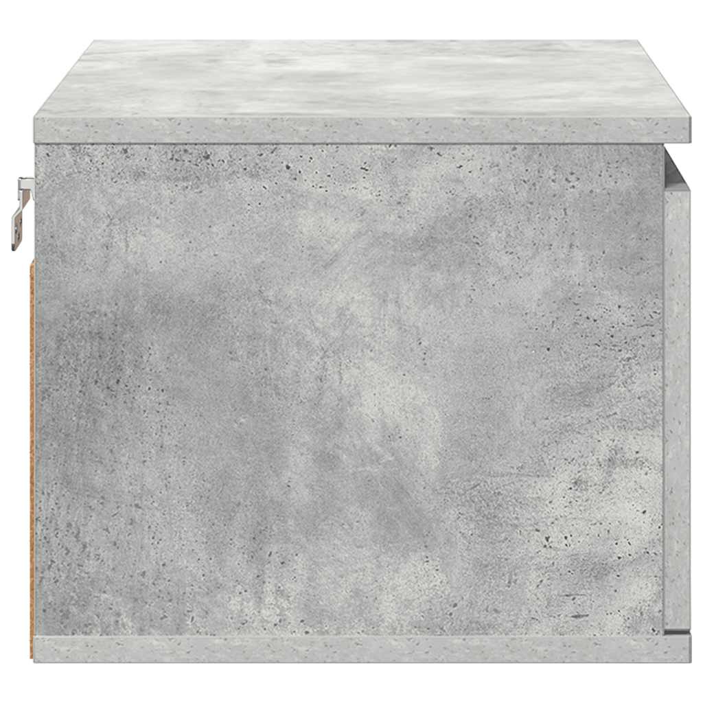 Wand-Nachttische mit LED-Leuchten 2 Stk. Betongrau
