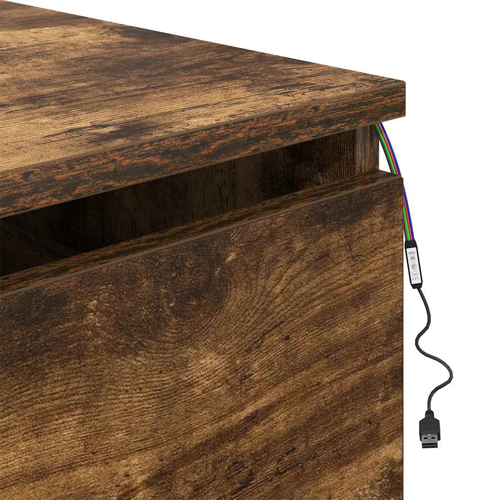 Wand-Nachttische mit LED-Leuchten 2 Stk. Räuchereiche