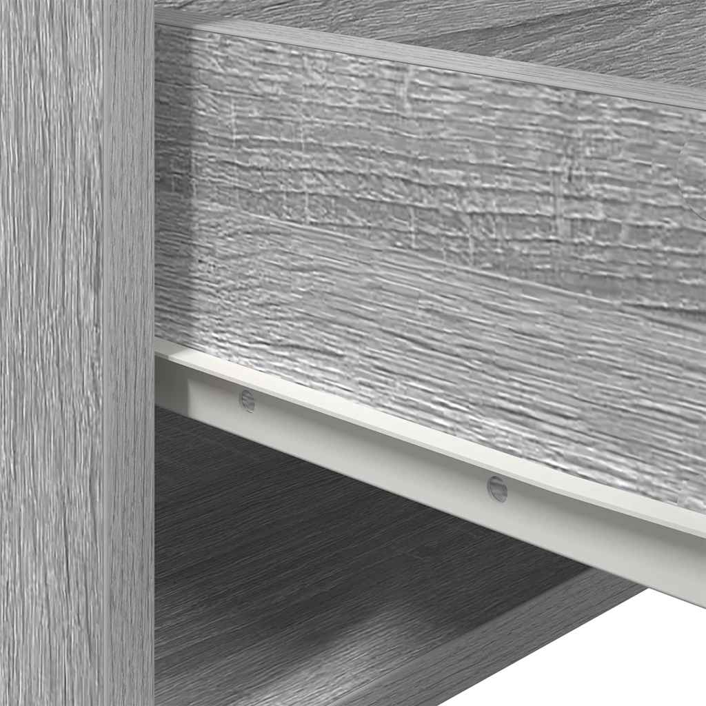 Wand-Nachttisch mit LED-Leuchten Grau Sonoma