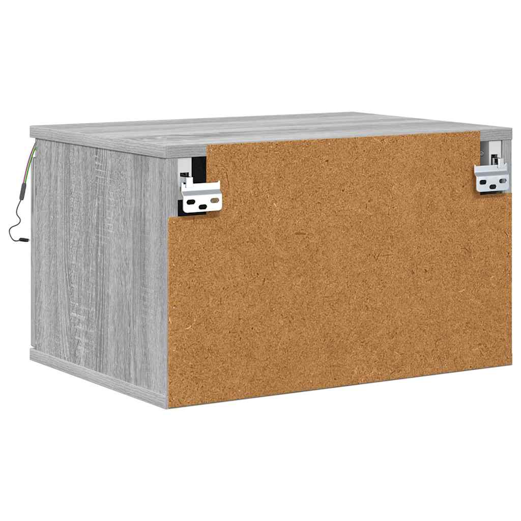 Wand-Nachttisch mit LED-Leuchten Grau Sonoma