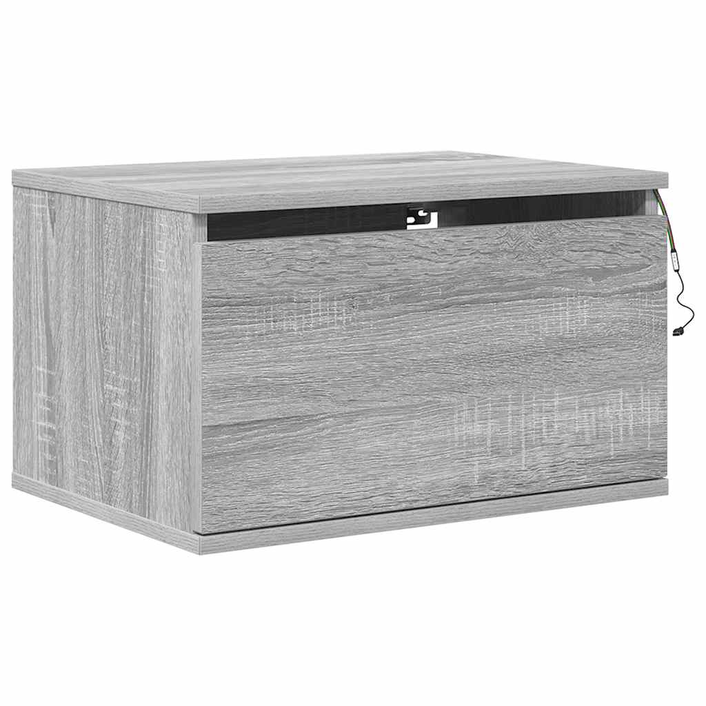 Wand-Nachttische mit LED-Leuchten 2 Stk. Grau Sonoma