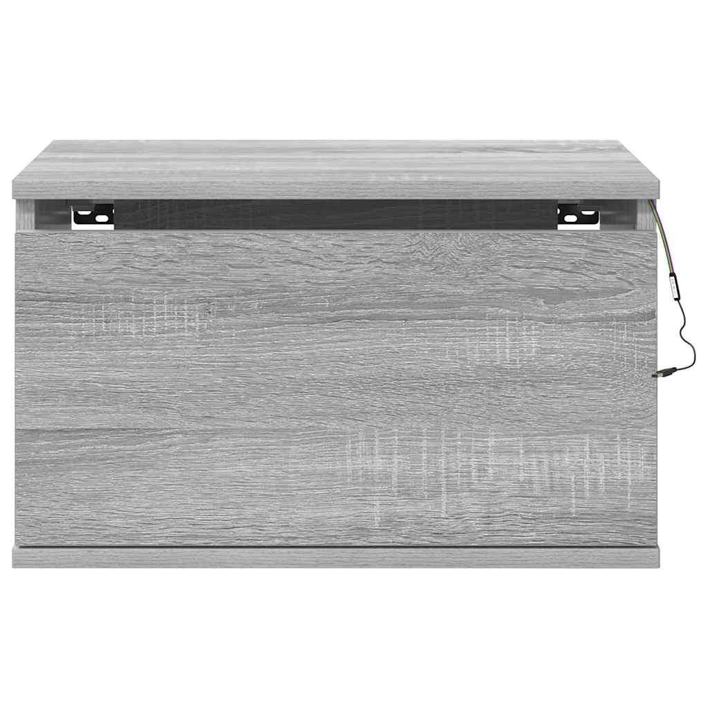 Wand-Nachttische mit LED-Leuchten 2 Stk. Grau Sonoma