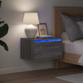 Wand-Nachttische mit LED-Leuchten 2 Stk. Grau Sonoma