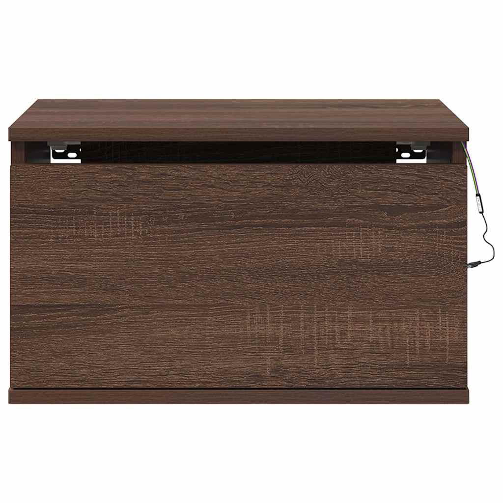 Wand-Nachttische mit LED-Leuchten 2 Stk. Braun Eichen-Optik