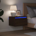 Wand-Nachttische mit LED-Leuchten 2 Stk. Braun Eichen-Optik