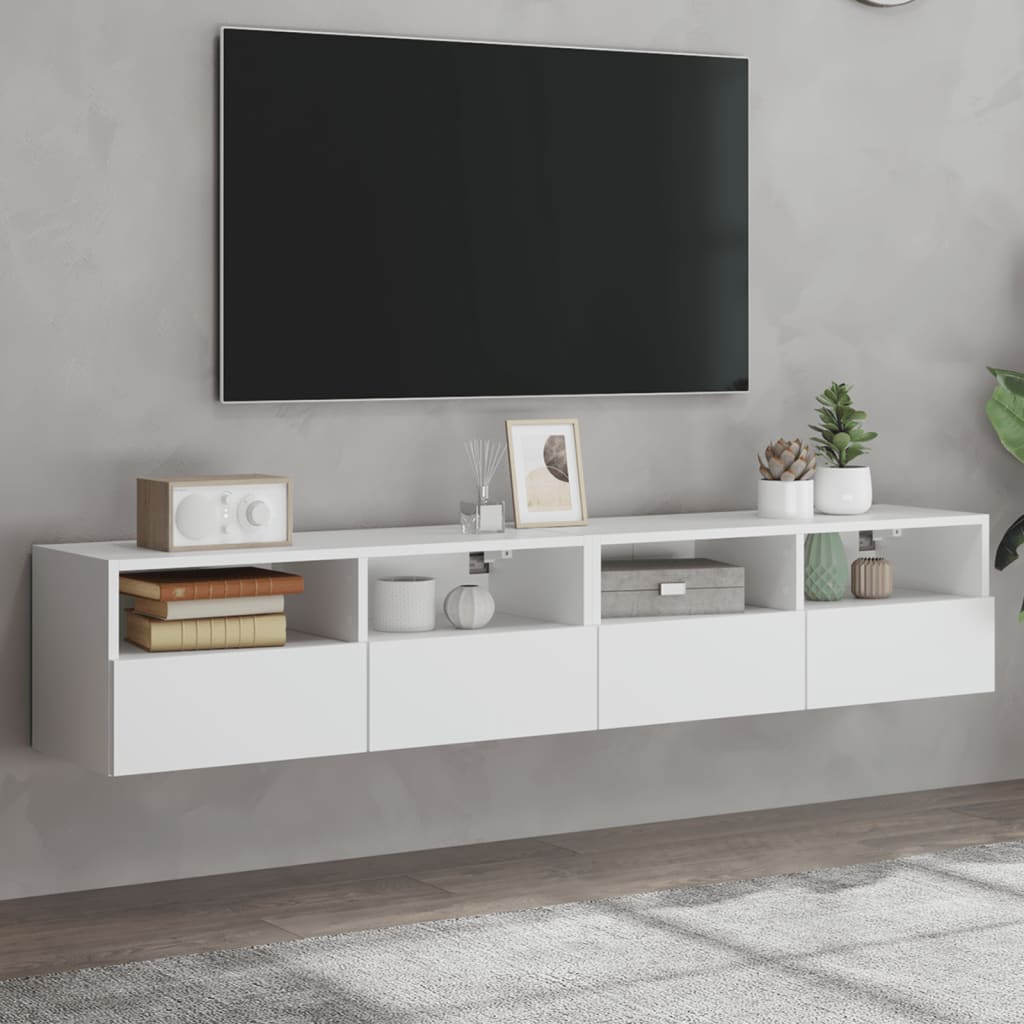 TV-Wandschränke 2 Stk. Weiß 80x30x30 cm Holzwerkstoff