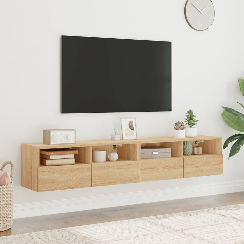 TV-Wandschränke 2 Stk. Sonoma-Eiche 80x30x30 cm Holzwerkstoff