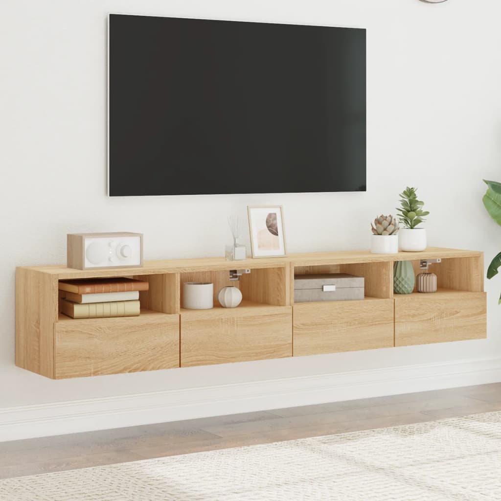 TV-Wandschränke 2 Stk. Sonoma-Eiche 80x30x30 cm Holzwerkstoff