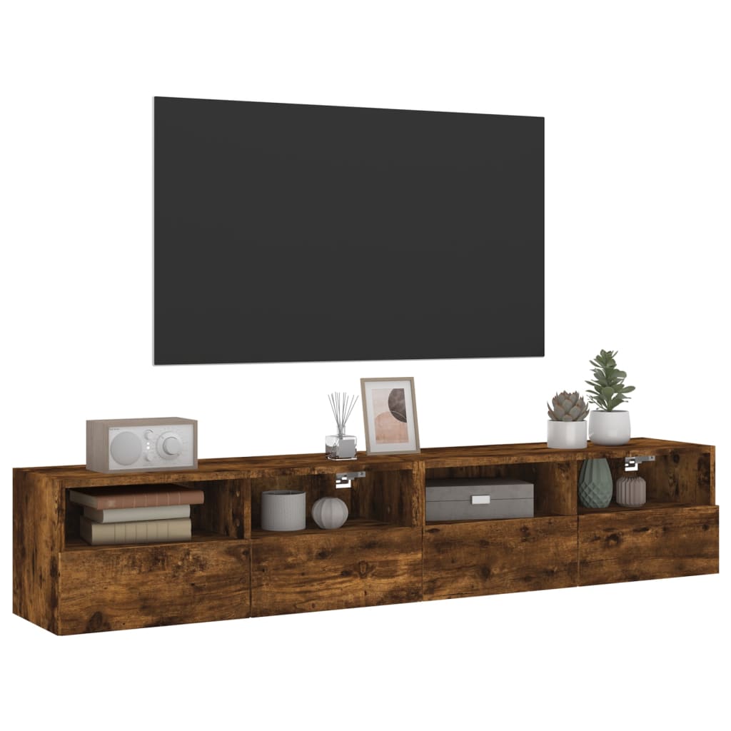 TV-Wandschränke 2 Stk. Räuchereiche 80x30x30 cm Holzwerkstoff
