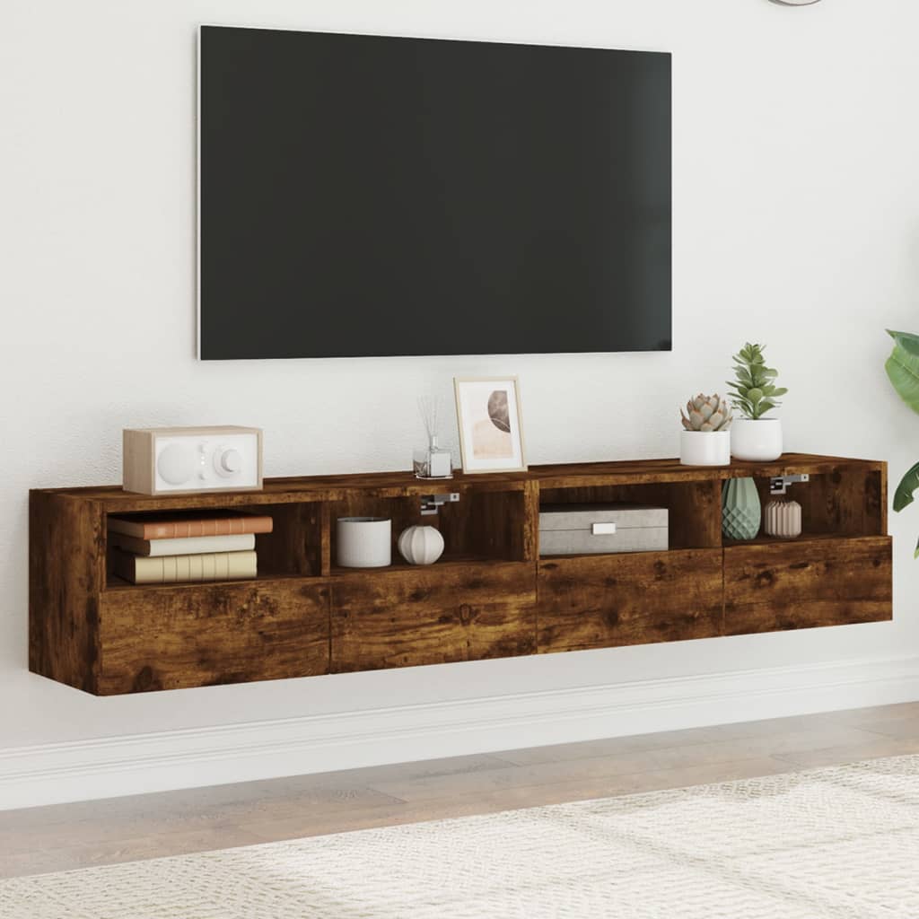 TV-Wandschränke 2 Stk. Räuchereiche 80x30x30 cm Holzwerkstoff