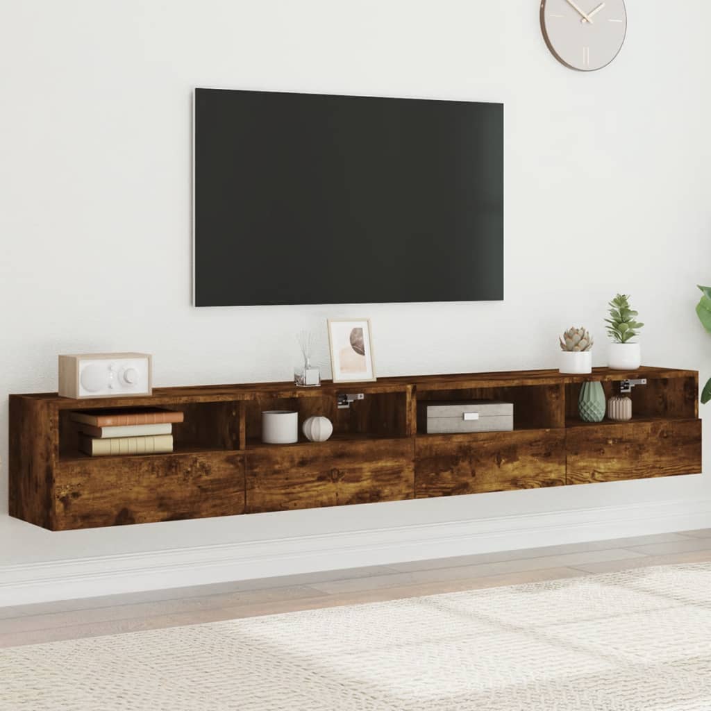 TV-Wandschränke 2 Stk. Räuchereiche 100x30x30 cm Holzwerkstoff