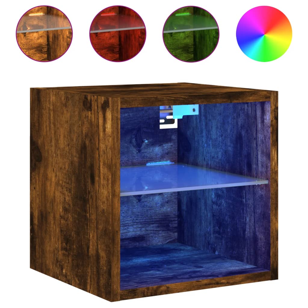 TV-Wandschränke mit LED-Leuchten 2 Stk. Räuchereiche