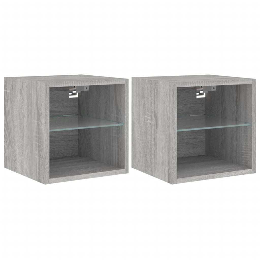 TV-Wandschränke mit LED-Leuchten 2 Stk. Grau Sonoma