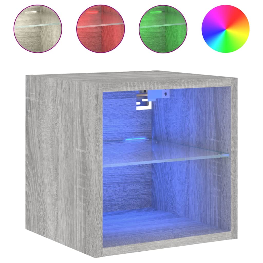 TV-Wandschränke mit LED-Leuchten 2 Stk. Grau Sonoma