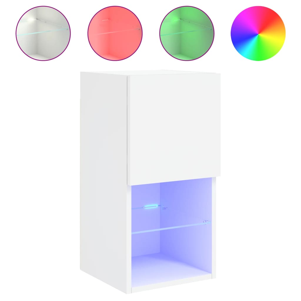 TV-Schränke mit LED-Leuchten 2 Stk. Weiß 30,5x30x60 cm