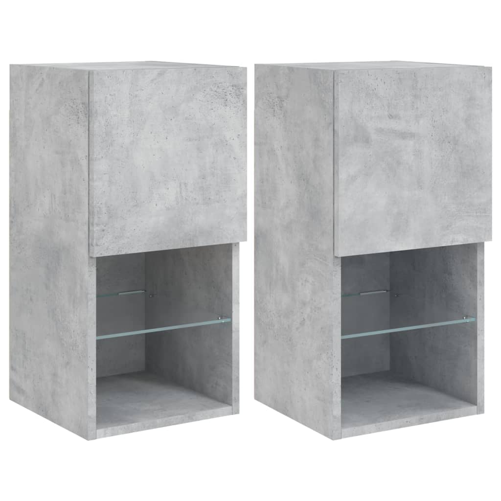 TV-Schränke mit LED-Leuchten 2 Stk. Betongrau 30,5x30x60 cm